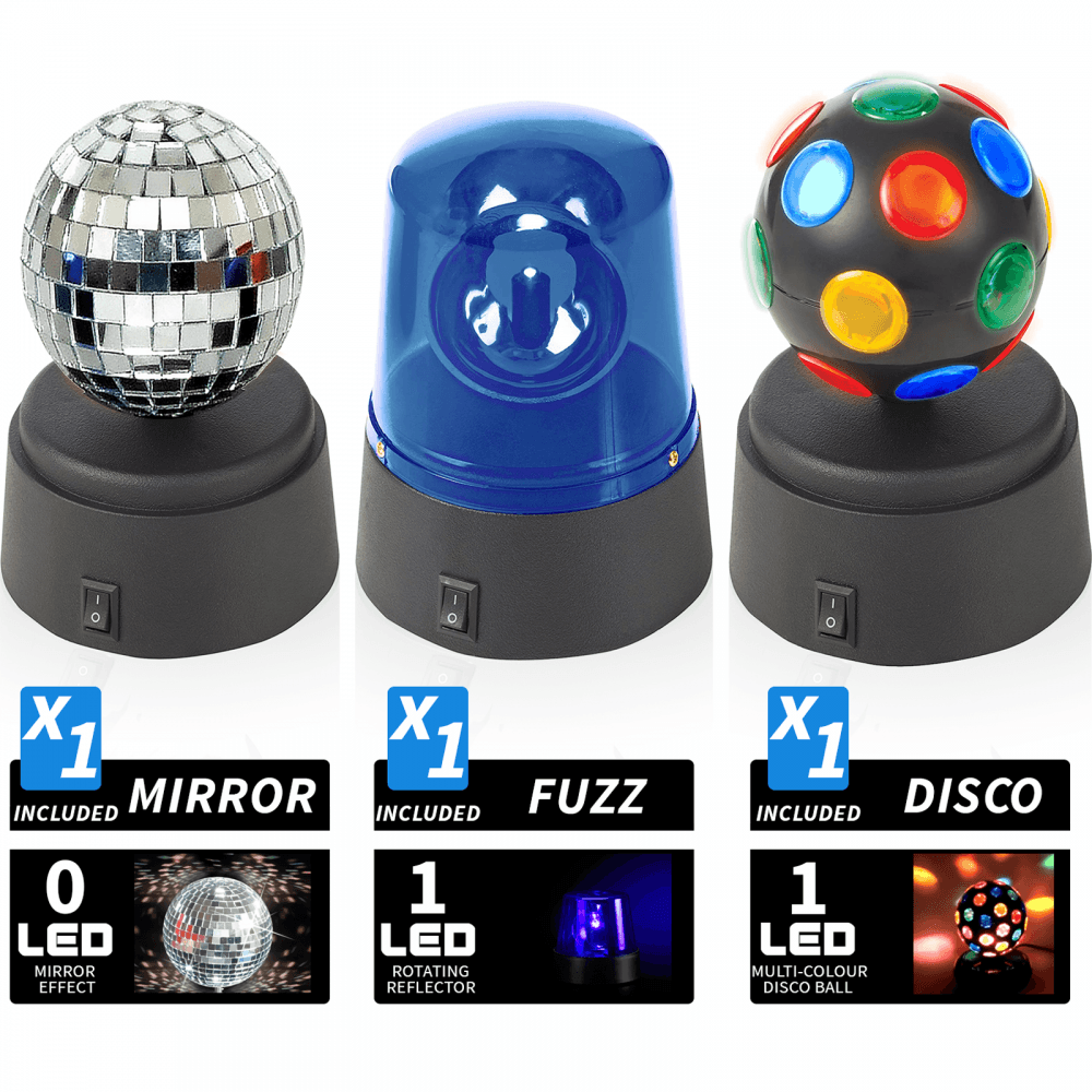 Pack of 3 Mini Party Light Kids Disco Set