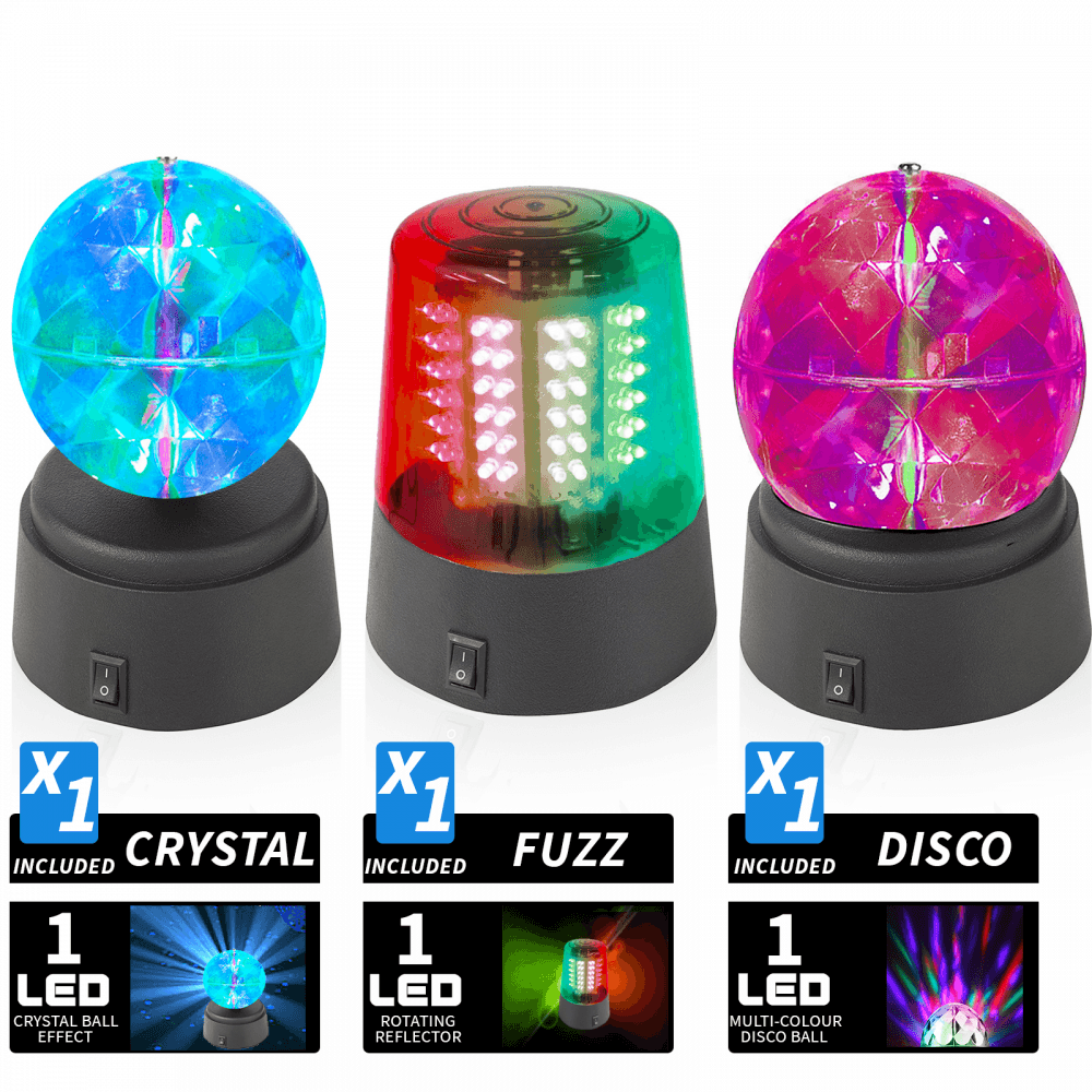 Pack of 3 Mini Party Light Kids Disco Set MKII