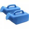 Pair of Blue Male Urinal with Anti-Spill Lid