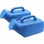 Pair of Blue Male Urinal with Anti-Spill Lid