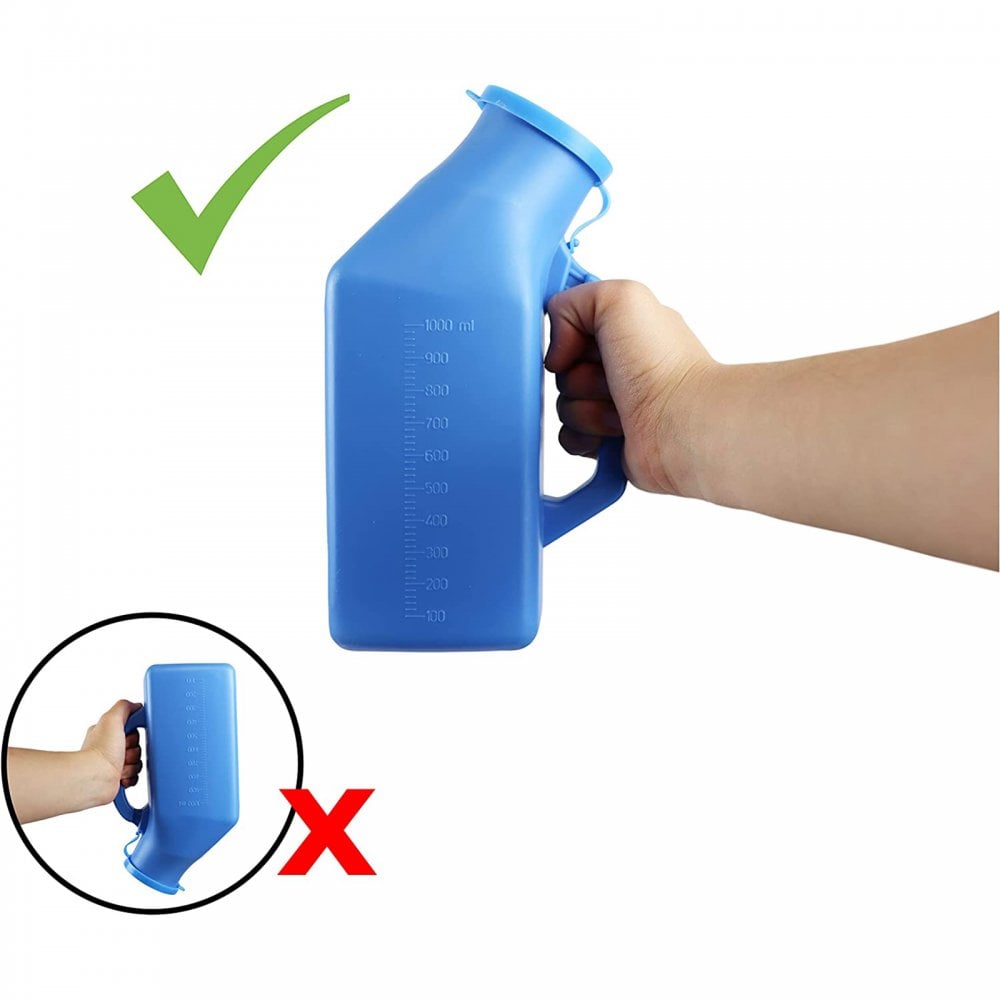 Pair of Blue Male Urinal with Anti-Spill Lid