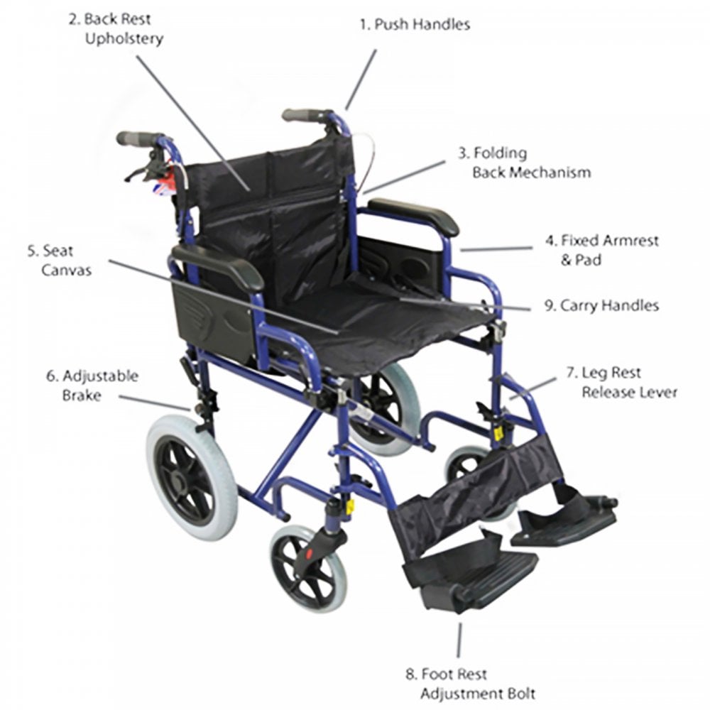 Deluxe Attendant Propelled Steel Wheelchair