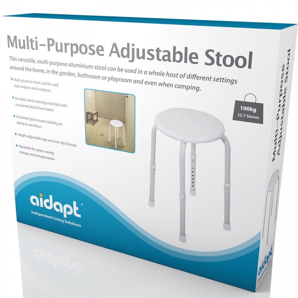 Round Adjustable Multi-Purpose Shower Kitchen Stool