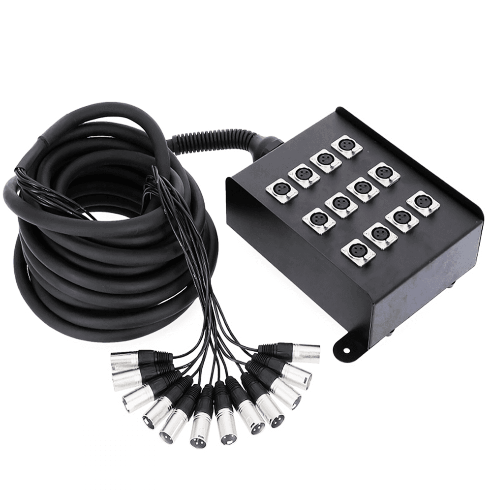 12 Way Metal XLR Multicore Stage Box Snake Wall Mountable XLR 10m