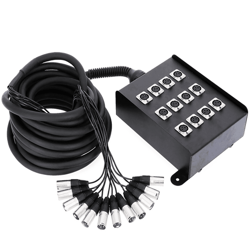 12 Way Metal XLR Multicore Stage Box Snake Wall Mountable XLR 10m