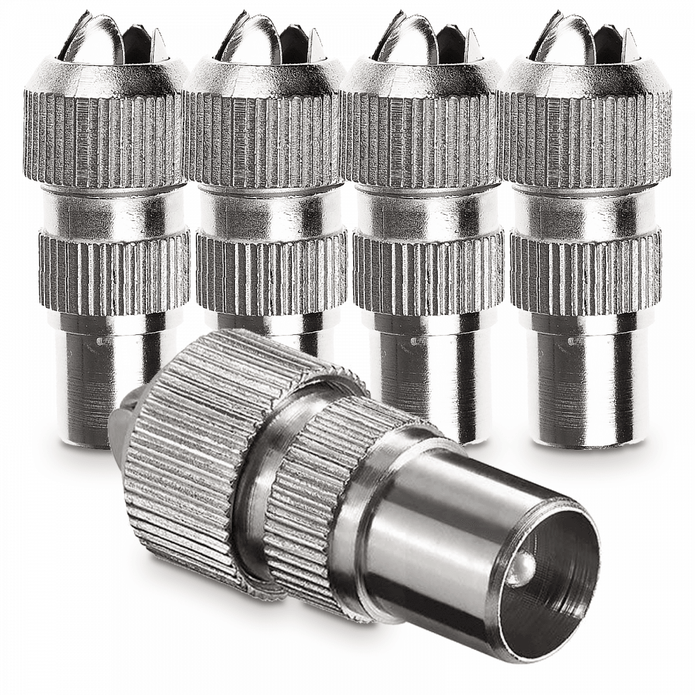 5pc Male Coaxial Plug TV RF Self Crimping Coax Plug