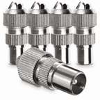 5pc Male Coaxial Plug TV RF Self Crimping Coax Plug