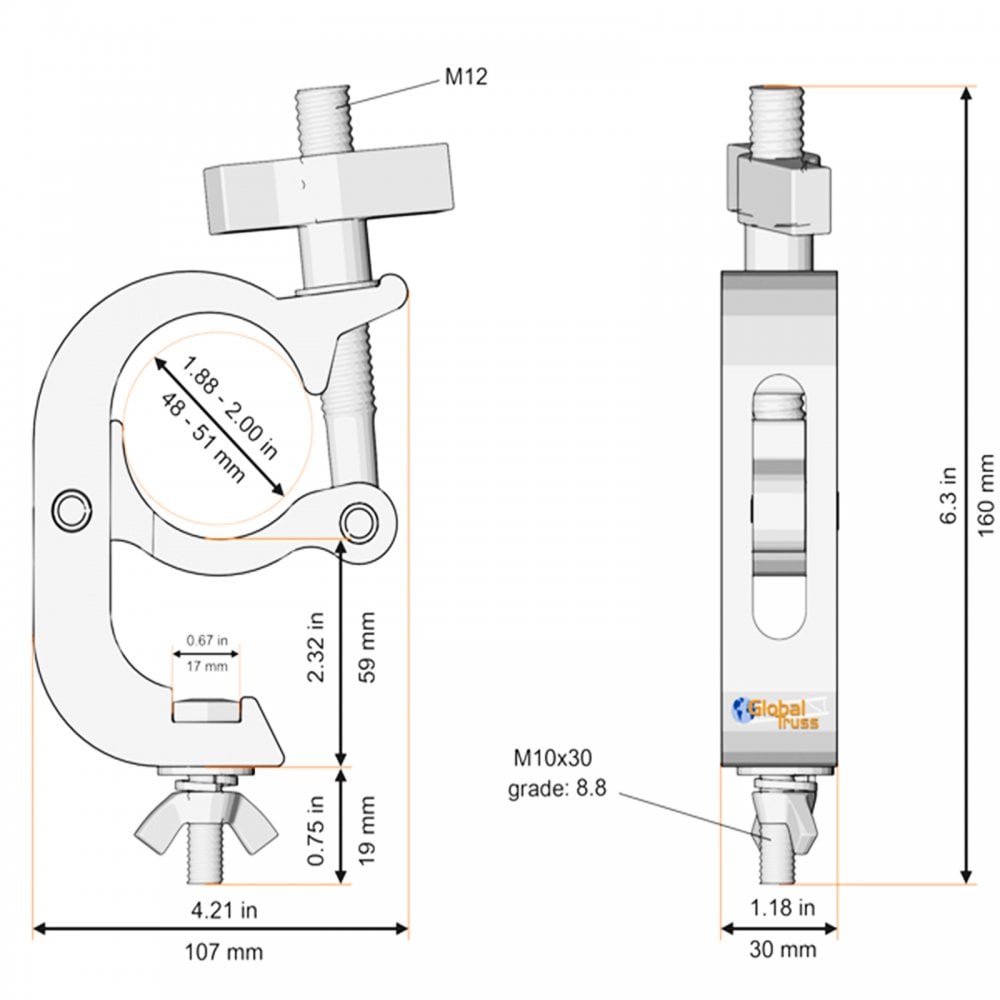 2 Inch Truss Clamp 360 Degree Lighting Heavy Duty