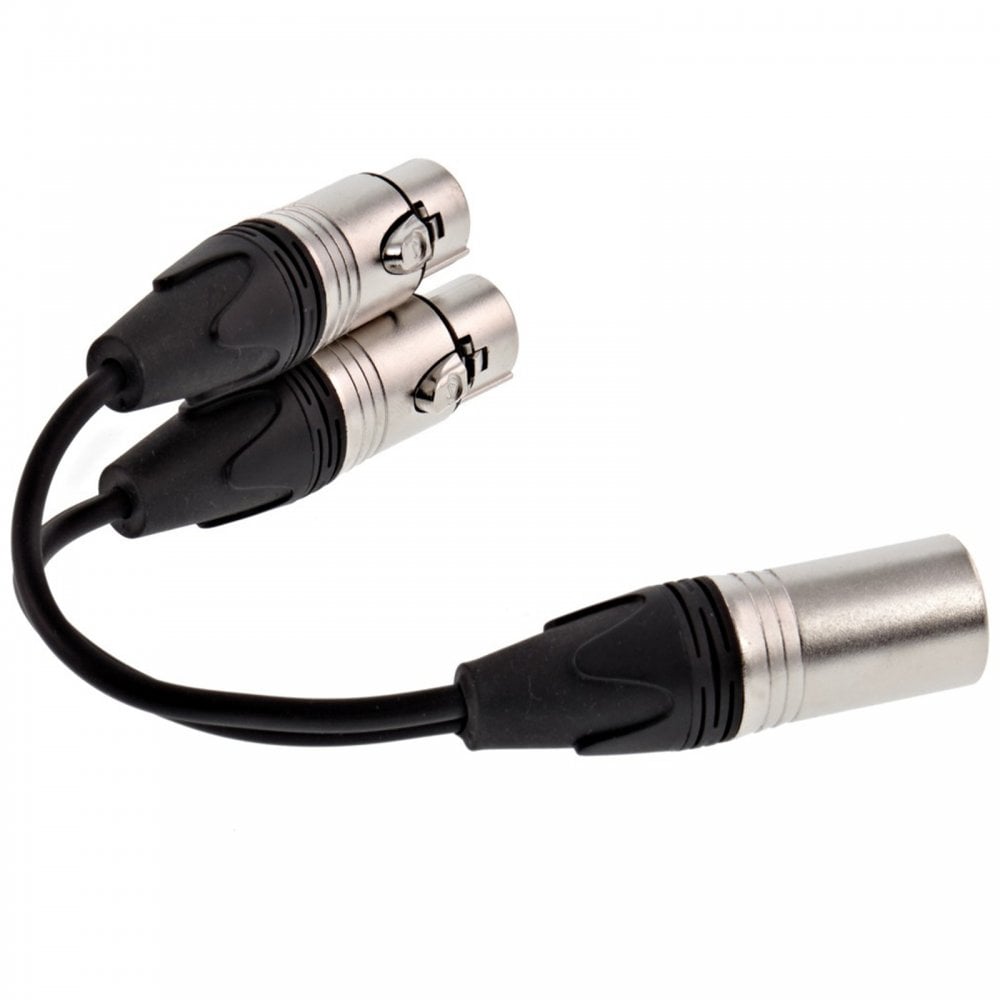 Male to Twin Female XLR Splitter Lead Adapter