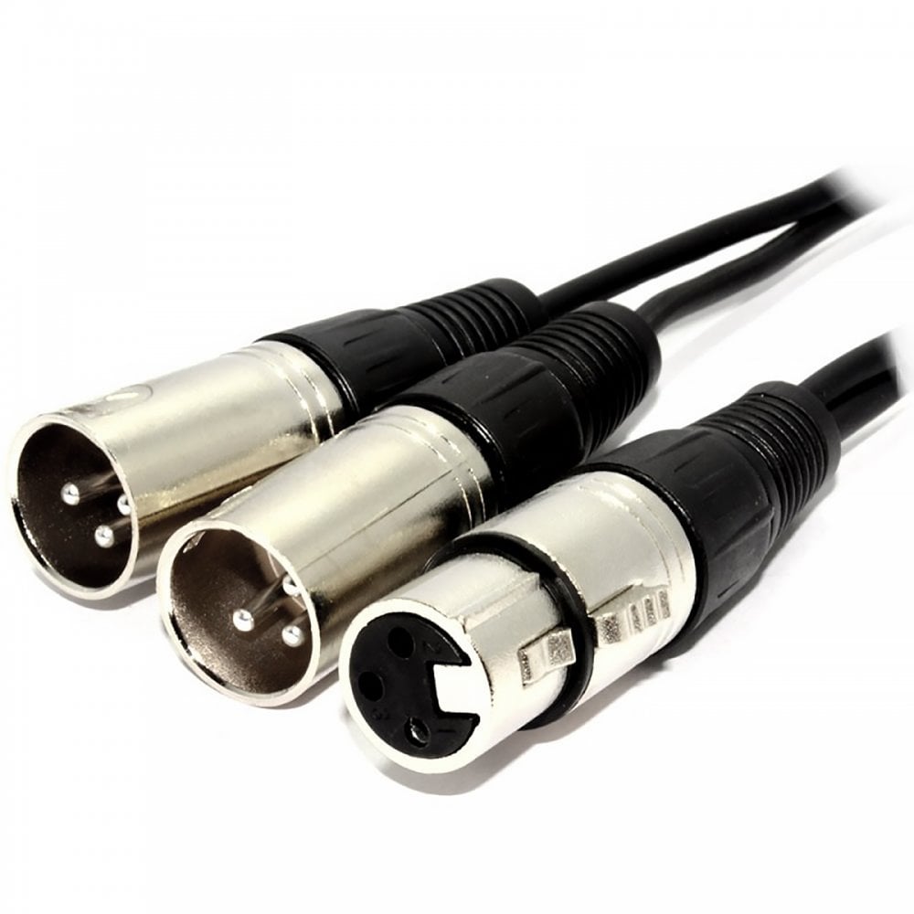 Female to Twin Male XLR Splitter Lead Adapter
