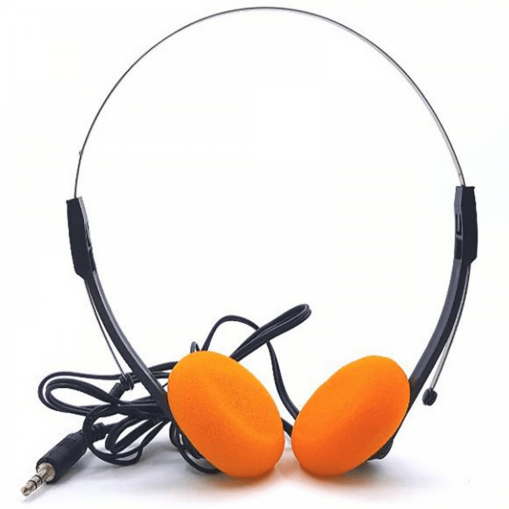 4pc Lightweight Stereo Orange Pad Headphones for Schools Tour Companies