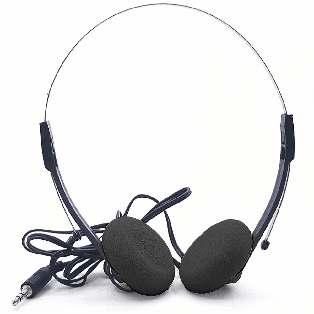 Lightweight Stereo Black Pad Headphones for Schools Tour Companies