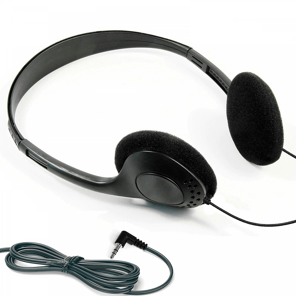 Black Adjustable Lightweight Stereo Headphones 5m Lead