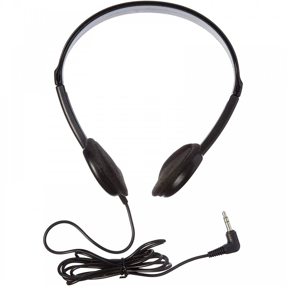 Black Adjustable Lightweight Stereo Headphones 5m Lead