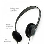 Black Adjustable Lightweight Stereo Headphones 5m Lead
