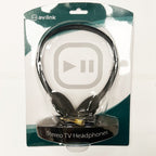 Stereo TV Headphones Mono Slide Switch inc Adaptor