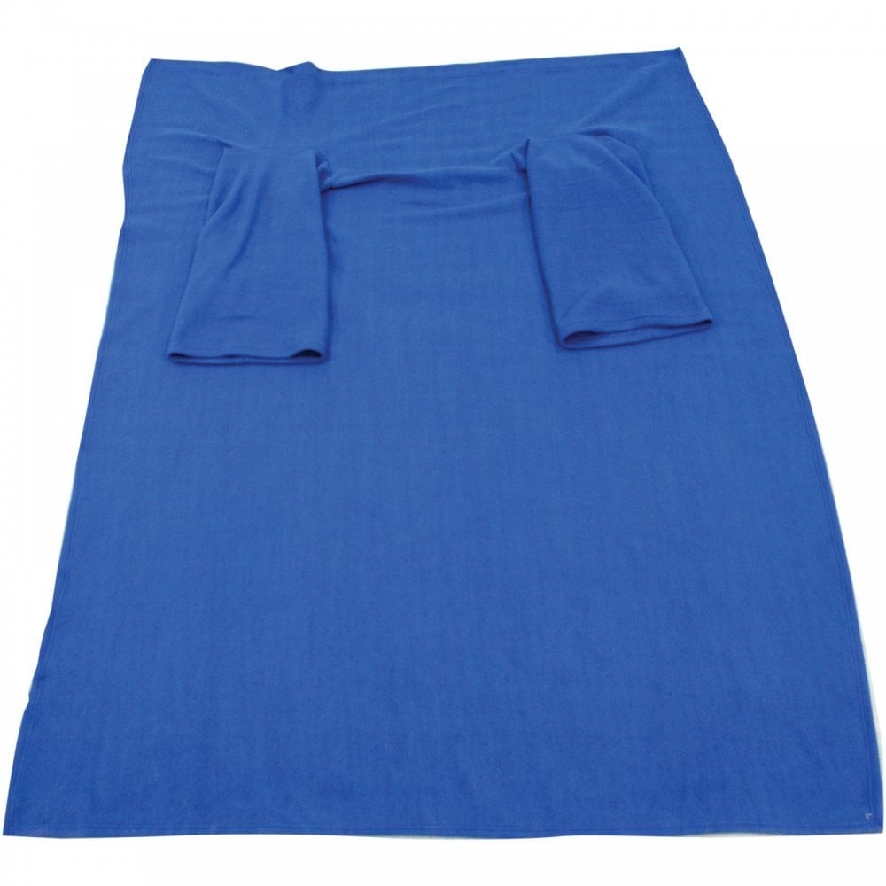 Lightweight Blue Fleece Blanket with Sleeves