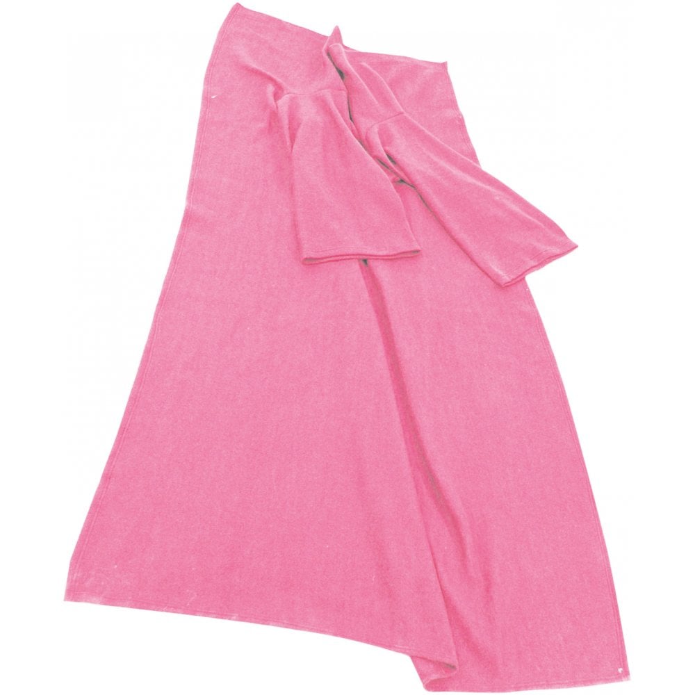 Lightweight Pink Fleece Blanket with Sleeves