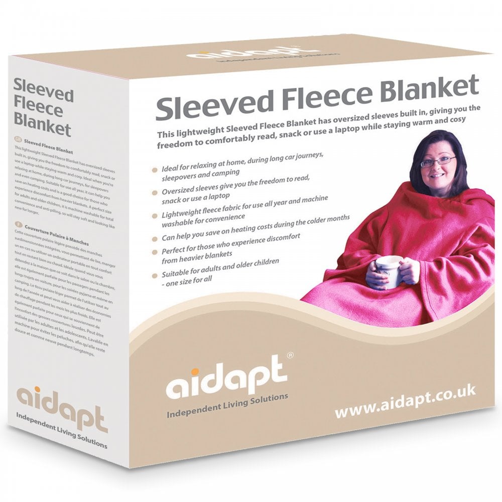 Lightweight Pink Fleece Blanket with Sleeves