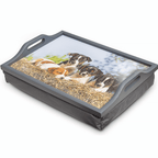 Wooden Lap Tray Grey with Cushion with Puppies