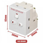 3 Way Switched Surge Protected Plug Adaptor