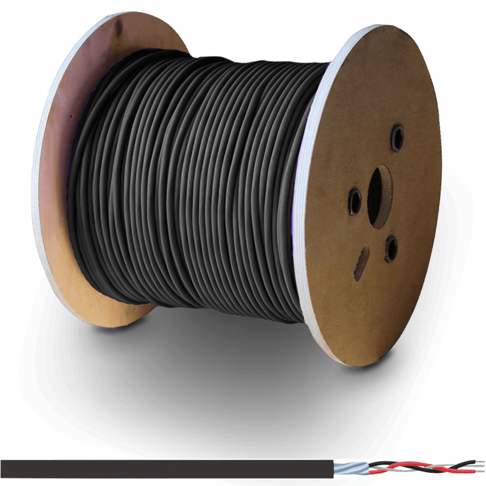 Black 2 Core Screened Flexible DMX Cable 100m Reel 110 ohm