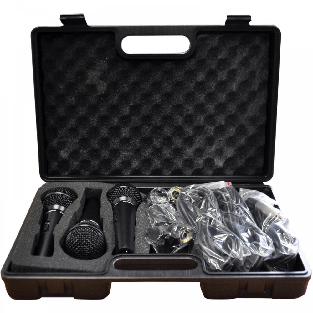 Professional Dynamic Vocal Microphone Triple Microphone Kit Inc. leads
