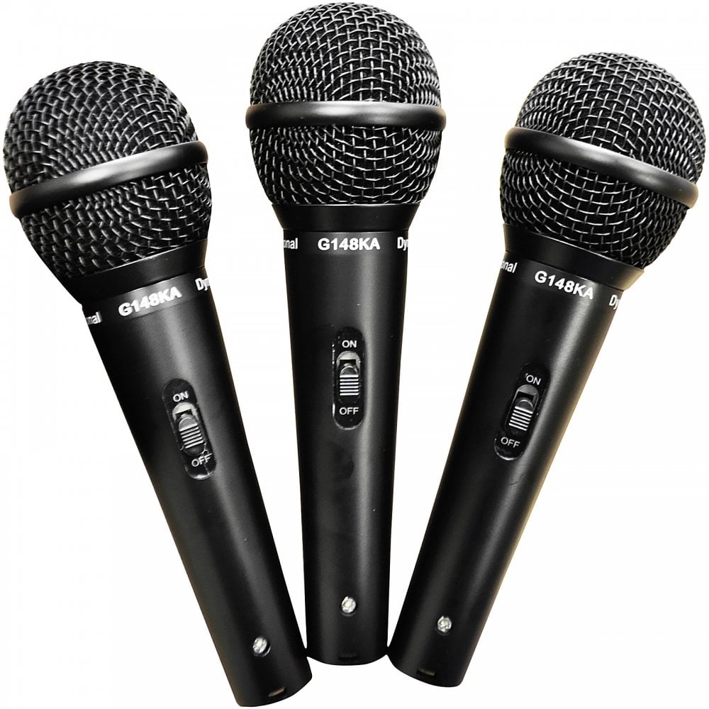 Professional Dynamic Vocal Microphone Triple Microphone Kit Inc. leads