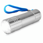 9 ultra-bright white LEDs Silver Metal Torch LED