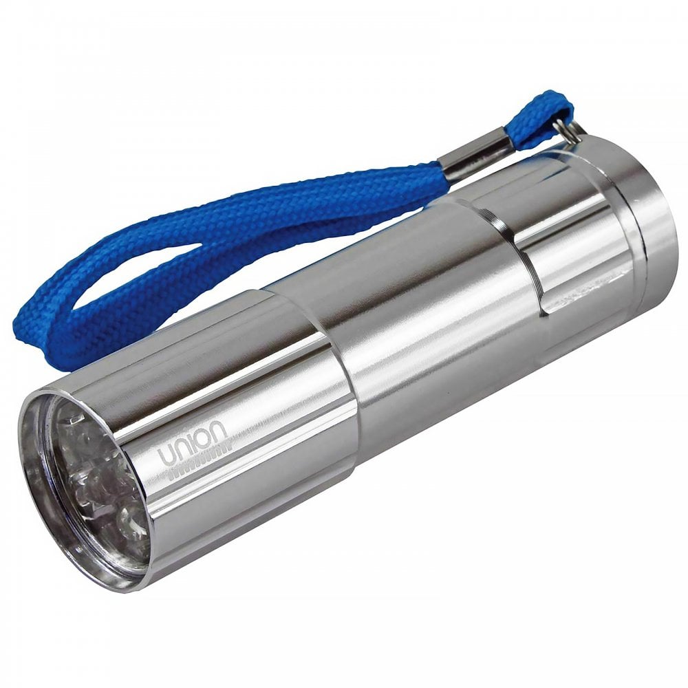 9 ultra-bright white LEDs Silver Metal Torch LED