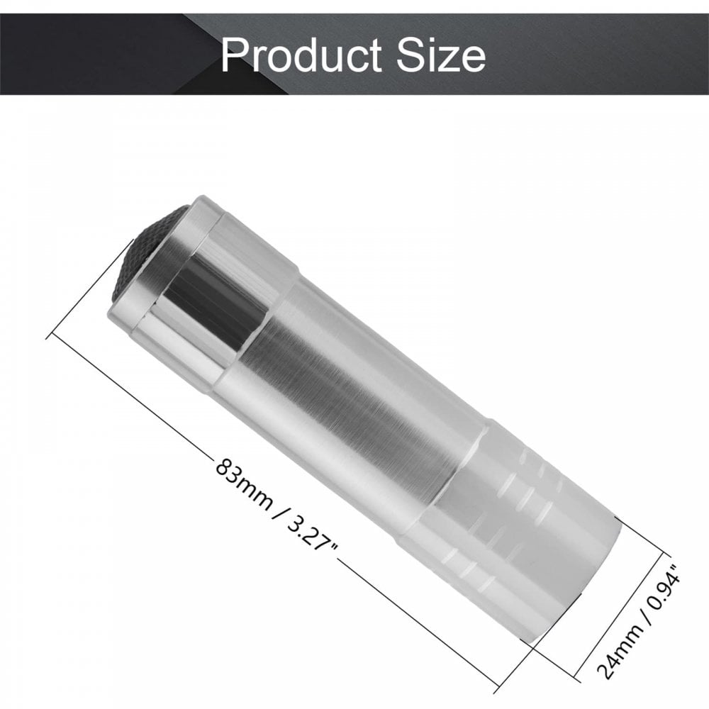 9 ultra-bright white LEDs Silver Metal Torch LED