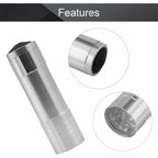 9 ultra-bright white LEDs Silver Metal Torch LED