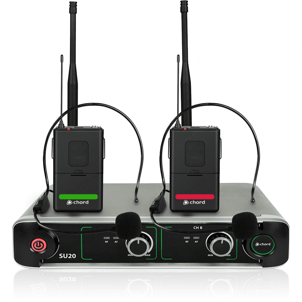 SU20 Dual Body Pack Dual UHF Microphone Set RED GREEN Coded