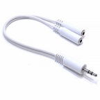 White Headphone Splitter Nickle 3.5mm Stereo to Twin Sockets