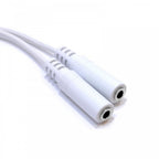 White Headphone Splitter Nickle 3.5mm Stereo to Twin Sockets