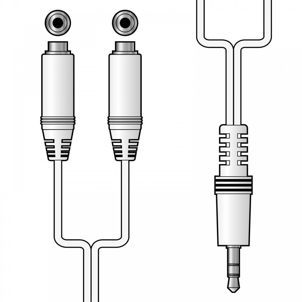 White Headphone Splitter Nickle 3.5mm Stereo to Twin Sockets