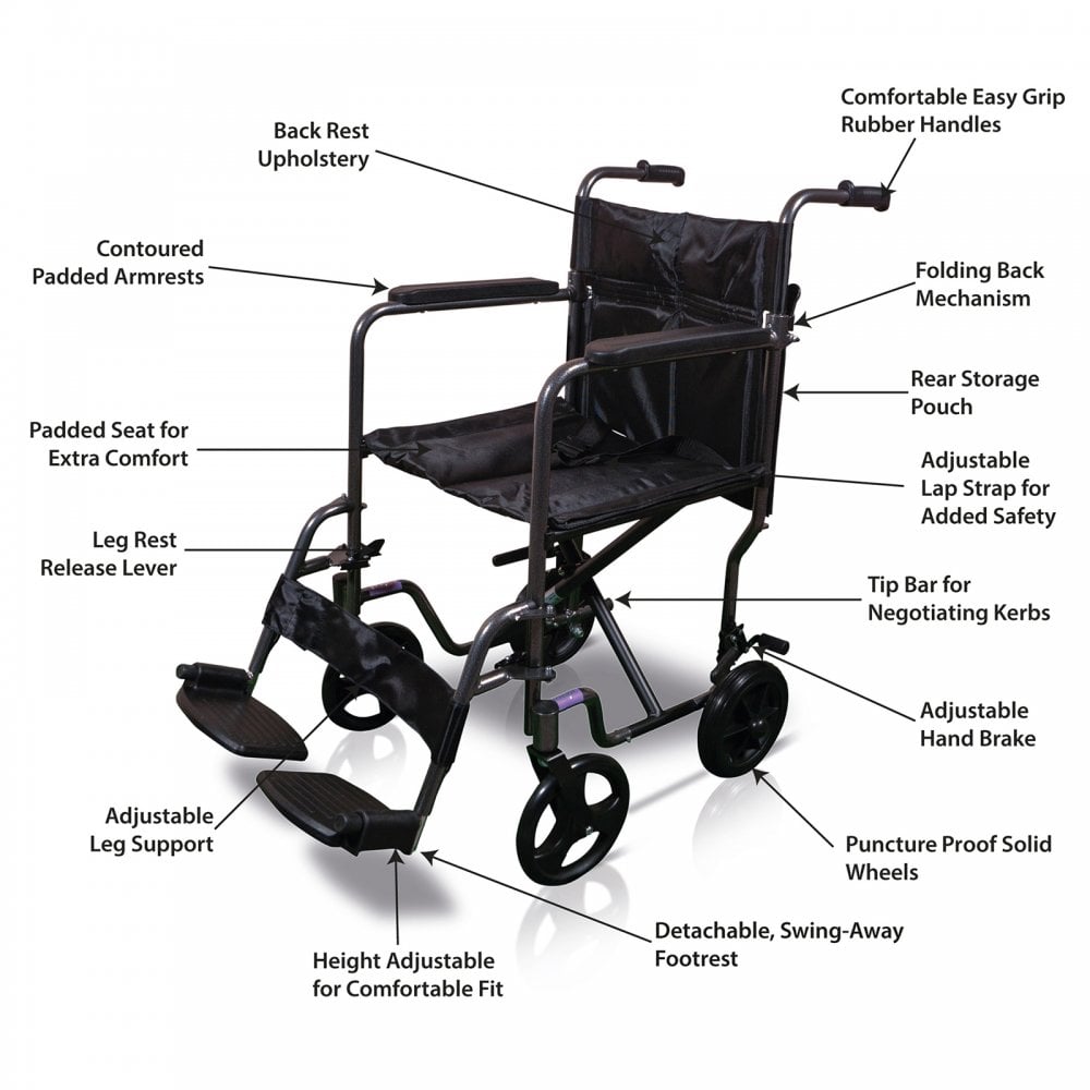 Compact Folding Wheelchair Aluminium Transit Chair