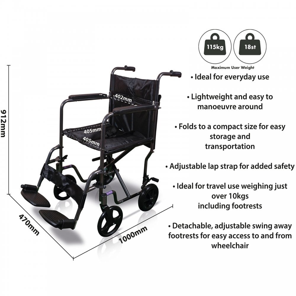 Compact Folding Wheelchair Aluminium Transit Chair