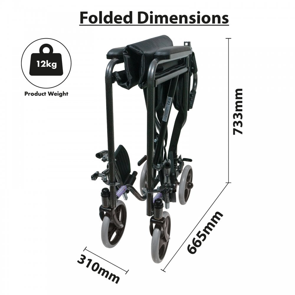 Compact Folding Wheelchair Steel Transit Chair