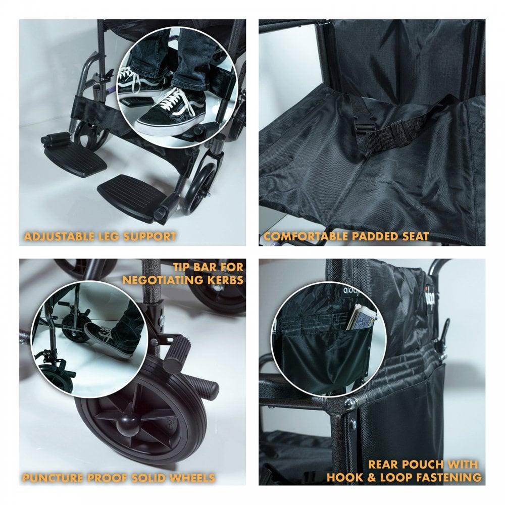Compact Folding Wheelchair Steel Transit Chair