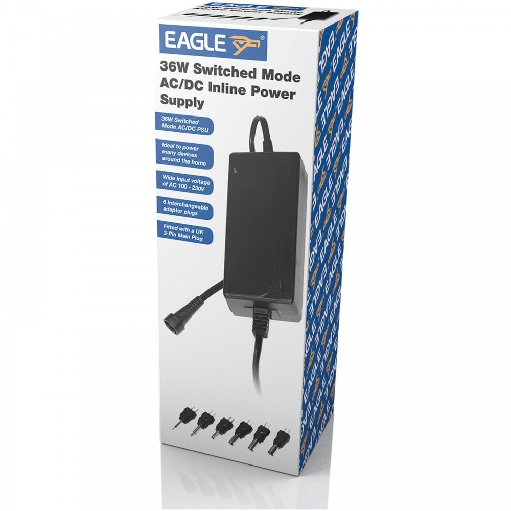 5-15v Switchable 3000mA Inline 36W Power Supply UK Plug
