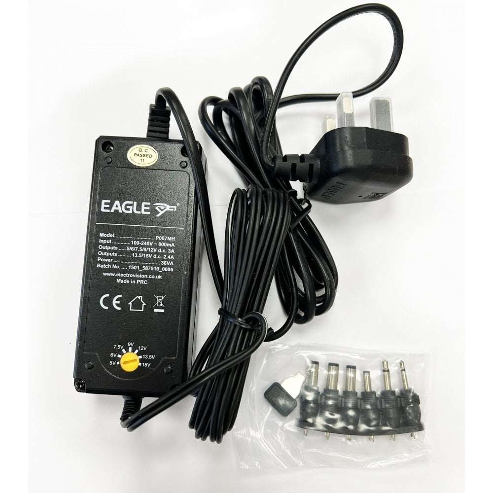 5-15v Switchable 3000mA Inline 36W Power Supply UK Plug