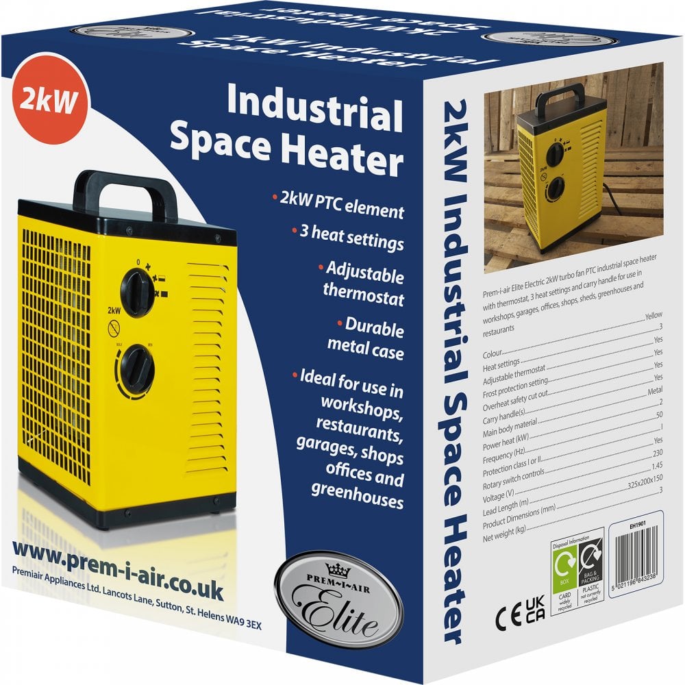 Elite 2kW PTC Turbo Fan Industrial Space Heater