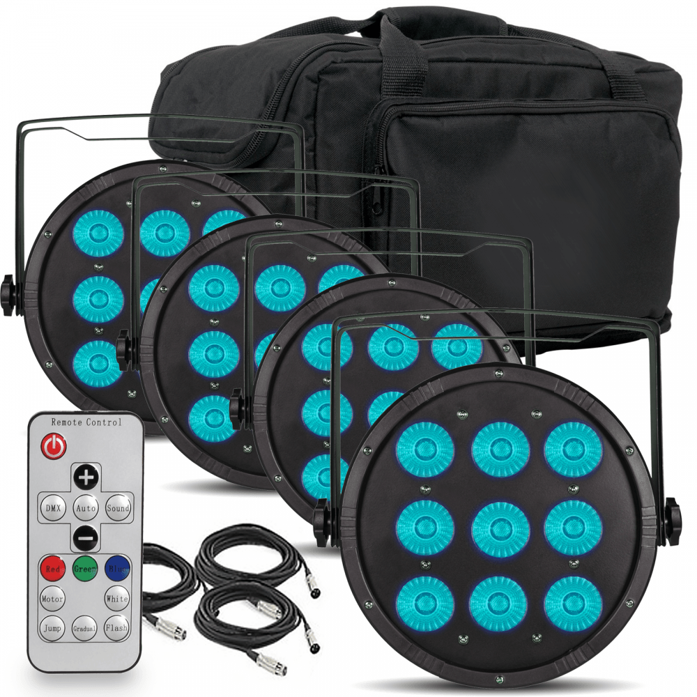 Par54 Quad Par Light Fixture Pack inc Remote, Leads & Case