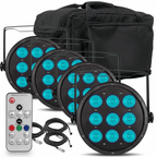 Par54 Quad Par Light Fixture Pack inc Remote, Leads & Case