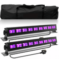 Pack of 2 QTX Blacklight Lighting Bar UV LED Batten & Carry Bag