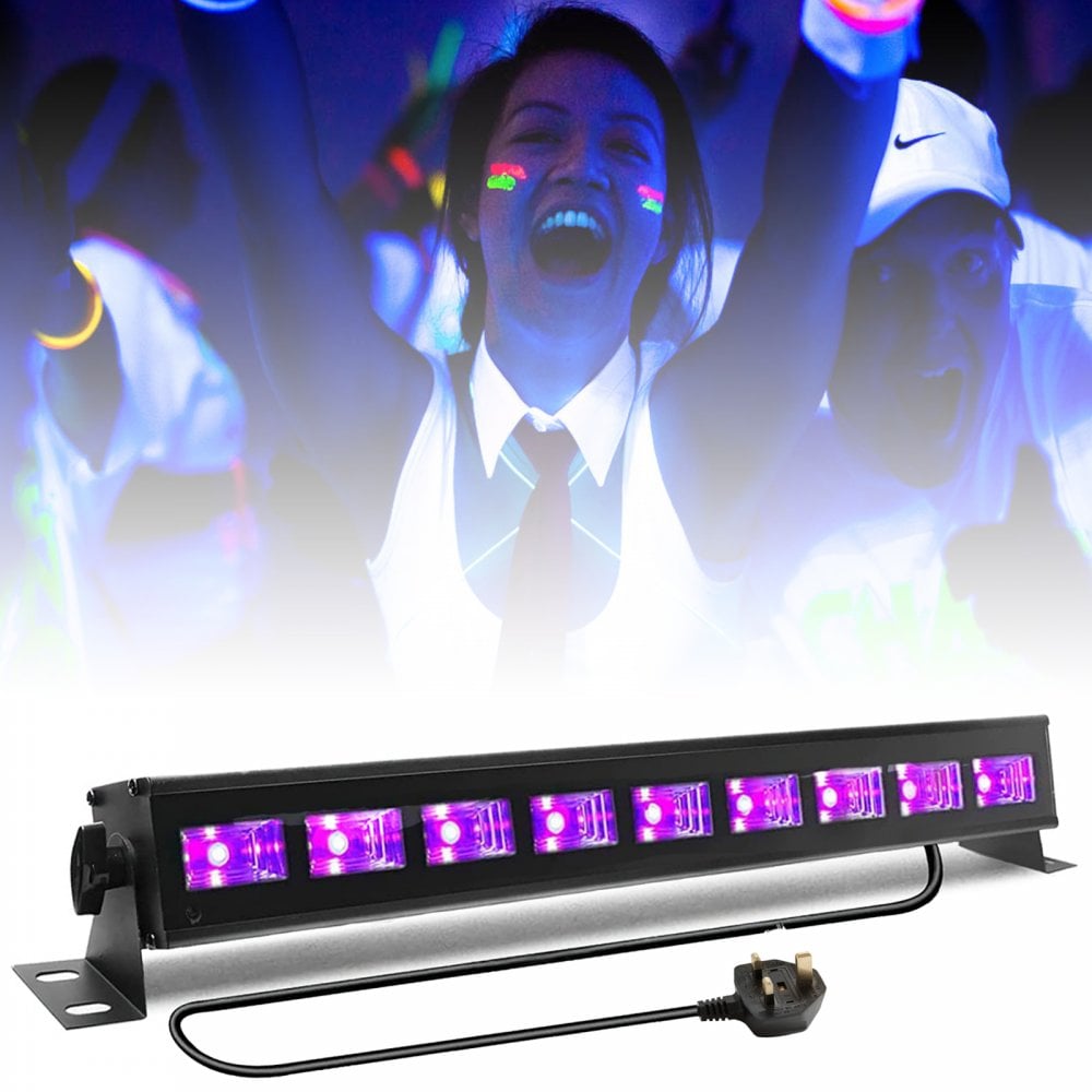 Pack of 2 QTX Blacklight Lighting Bar UV LED Batten & Carry Bag