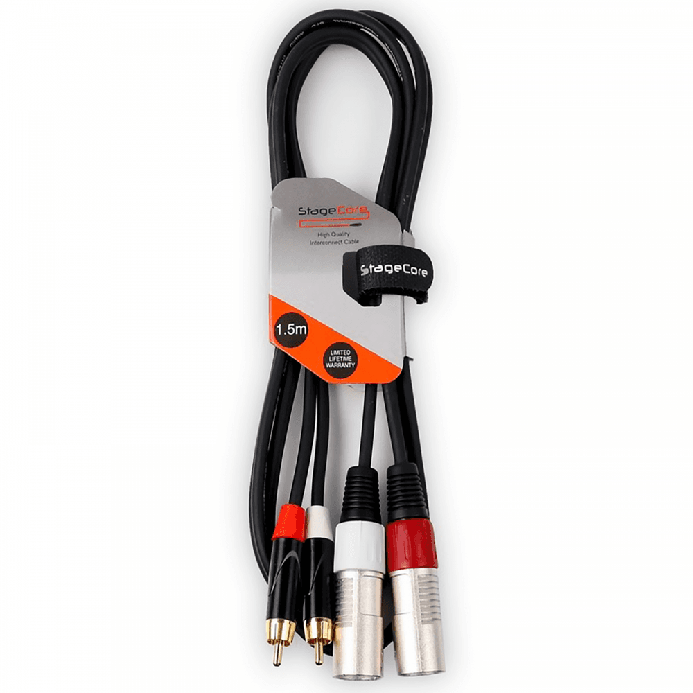 Twin Male XLR to Twin RCA Gold Phono Plug Audio Lead 1.5, 3, 5M