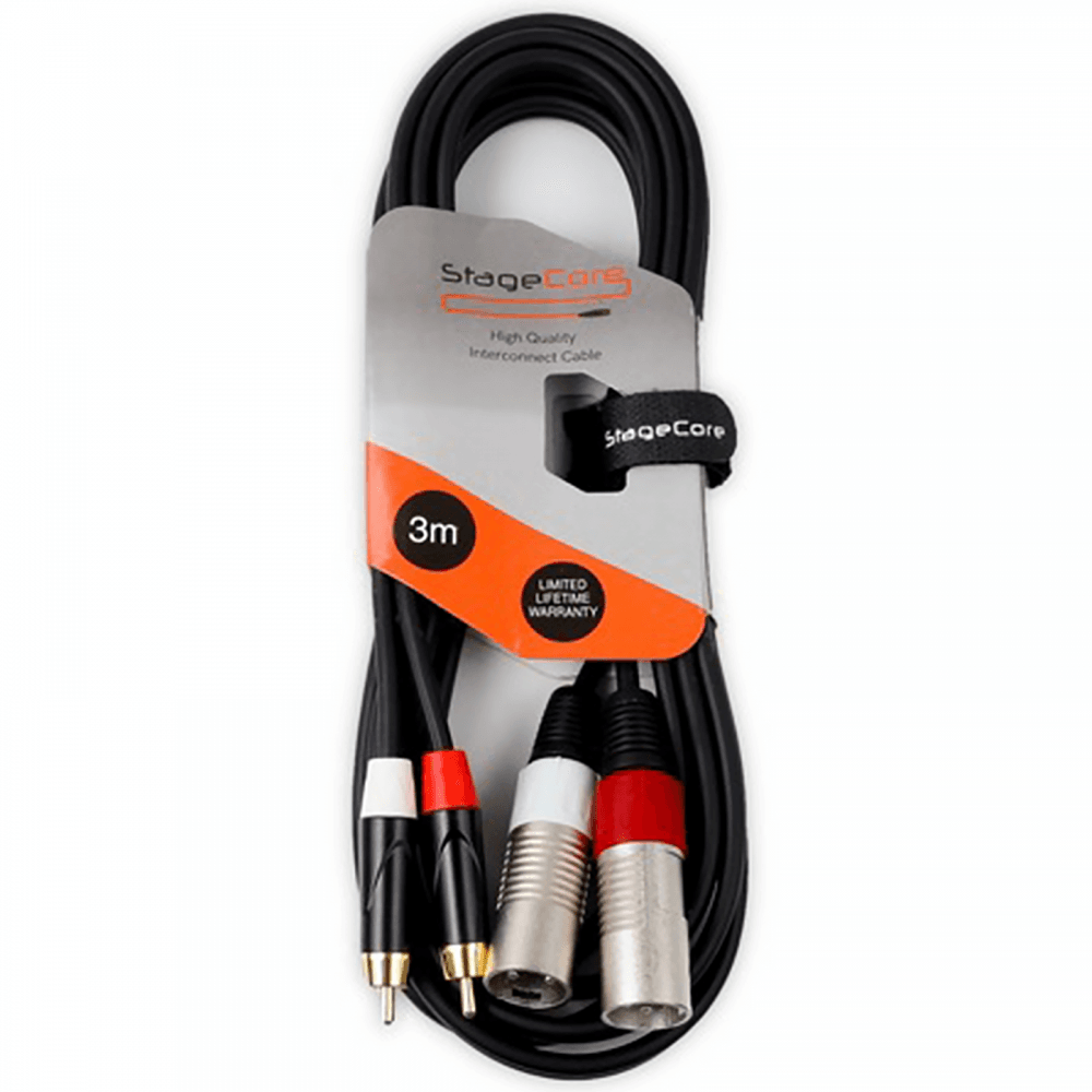 Twin Male XLR to Twin RCA Gold Phono Plug Audio Lead 1.5, 3, 5M