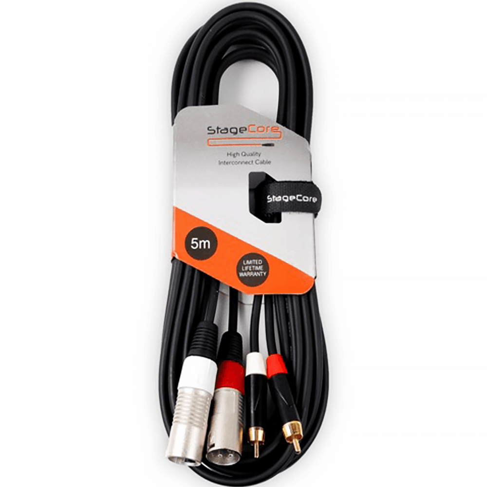 Twin Male XLR to Twin RCA Gold Phono Plug Audio Lead 1.5, 3, 5M